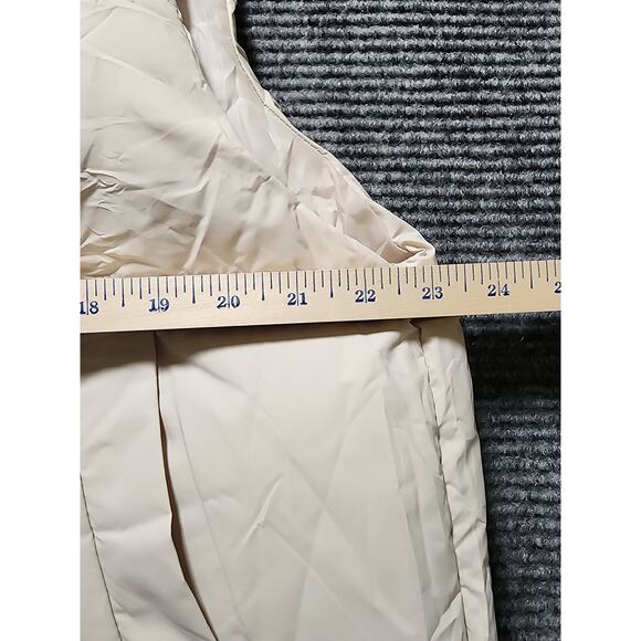 Puffit Cream Womens L High Neck Puffer Vest Side Pockets Outerwear Cozy - Picture 7 of 10